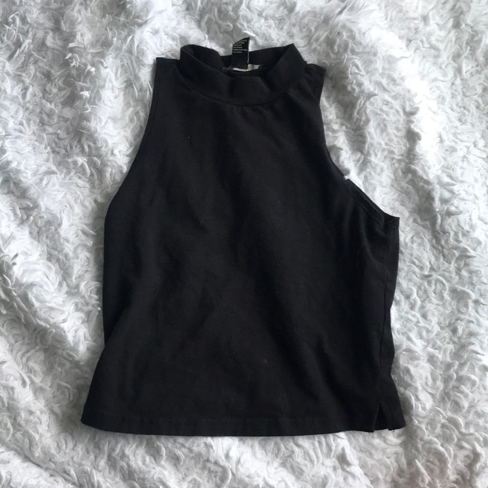 Black high neck crop top